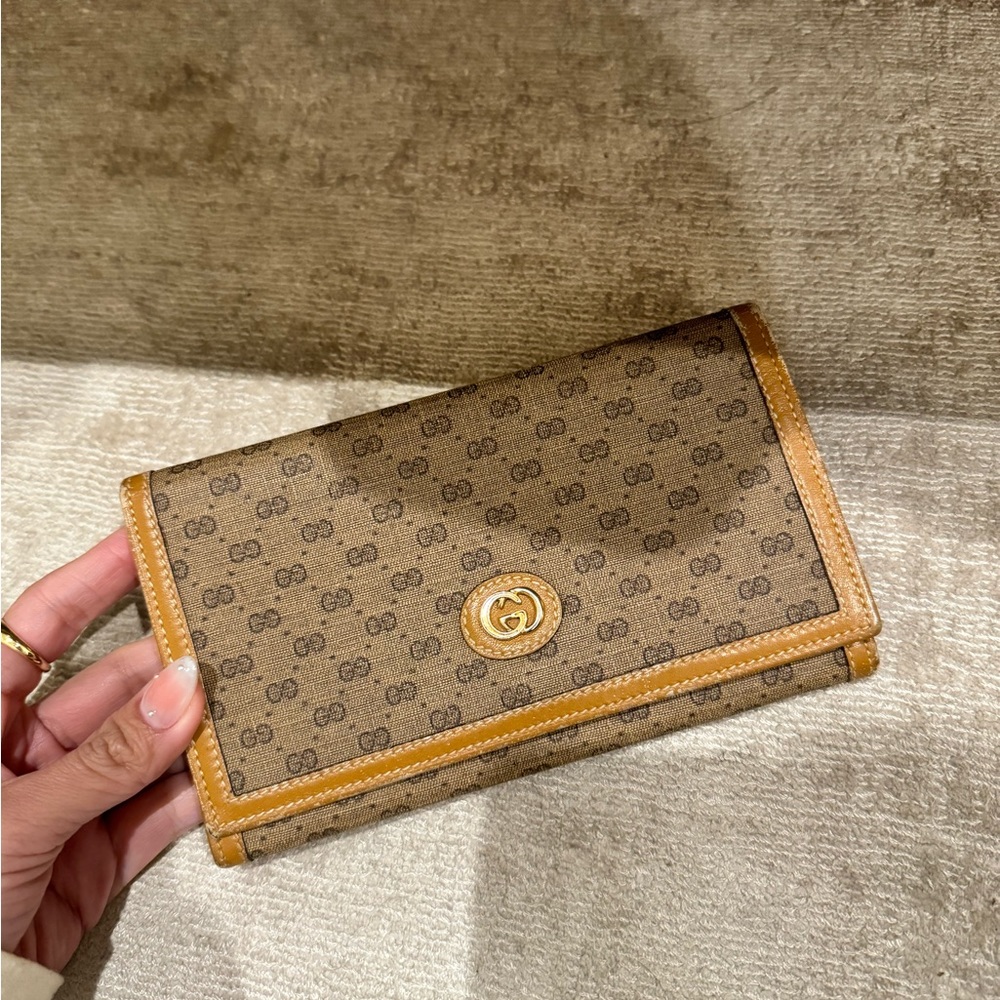 Vintage GUCCI Monogram Canvas Long Wallet
